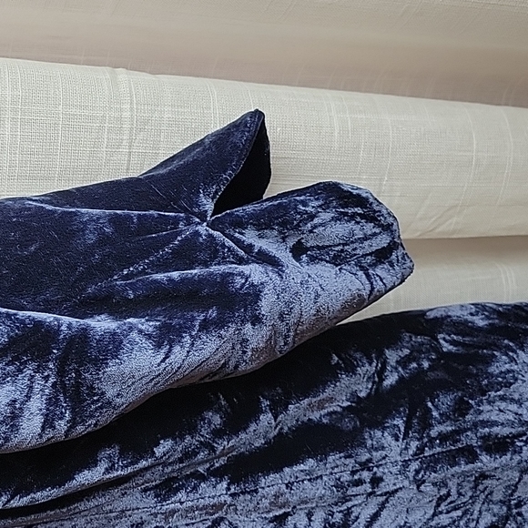 Ecru Blue Rayon-Silk Crushed Velvet Blazer Size M - Picture 5 of 8